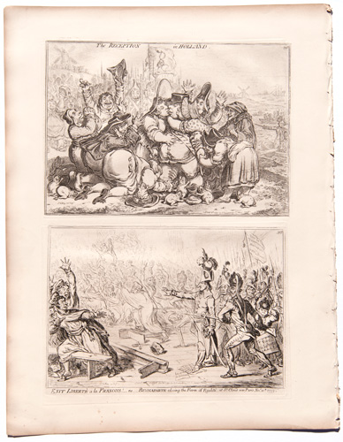 original James Gillray etchings The Reception in Holland

Exit Liberte a la Francoise! or, Buonaparte Closing the Farce of Egalite at St. Cloud, near Paris